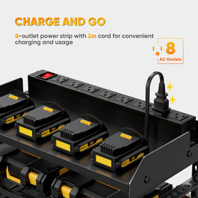 POKIPO eight-outlet power strip on the shelf enables multiple devices charging
