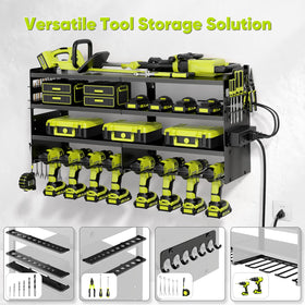POKIPO four-tier rack storage for drills, batteries, and chargers