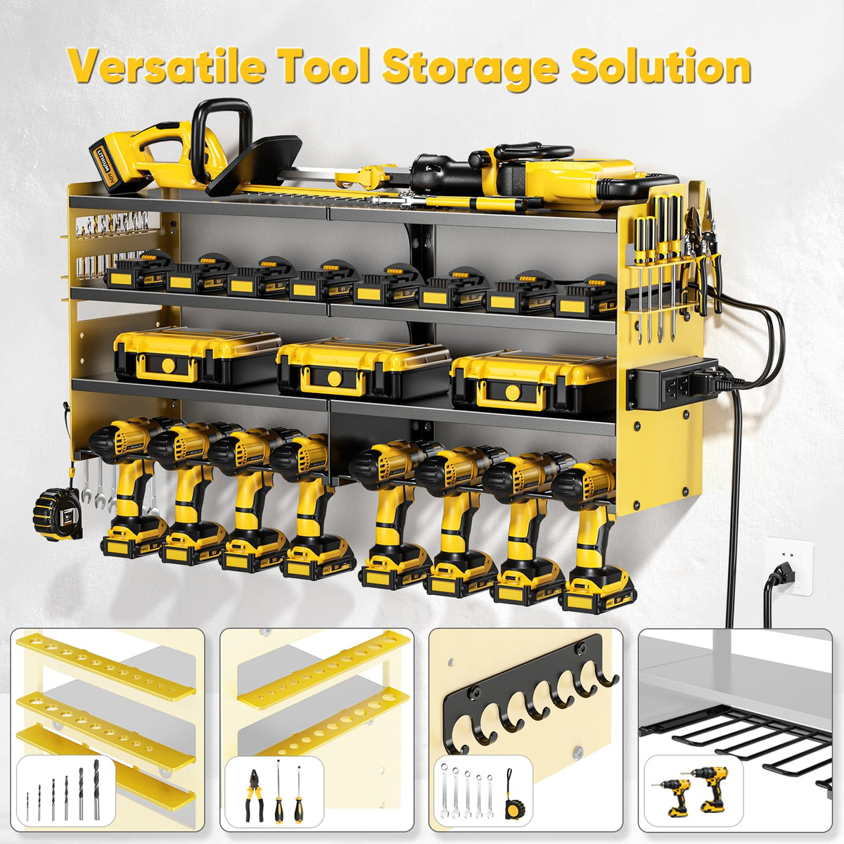 POKIPO heavy-duty steel tool storage with 600 lb capacity supports heavy tools.