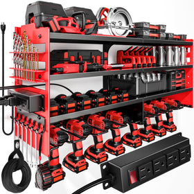 POKIPO large power tool organizer wall mount with charging station for ready access