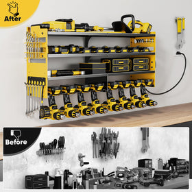 POKIPO side drill bit racks and hook rail organize bits and accessories.