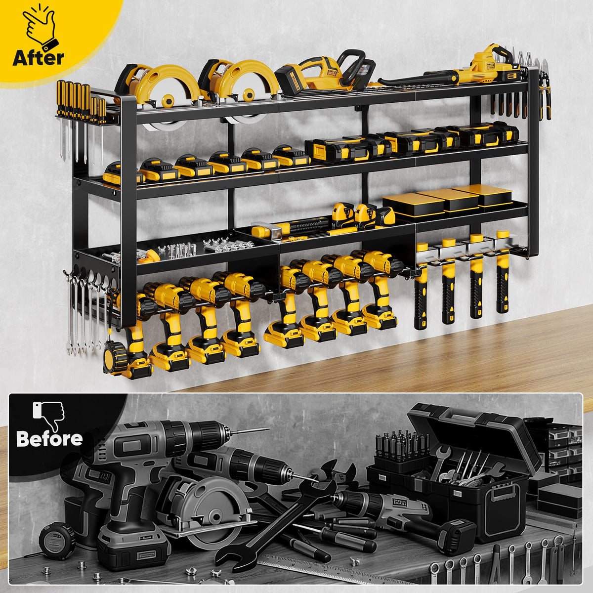 POKIPO side racks hold wrenches and screwdrivers within reach.