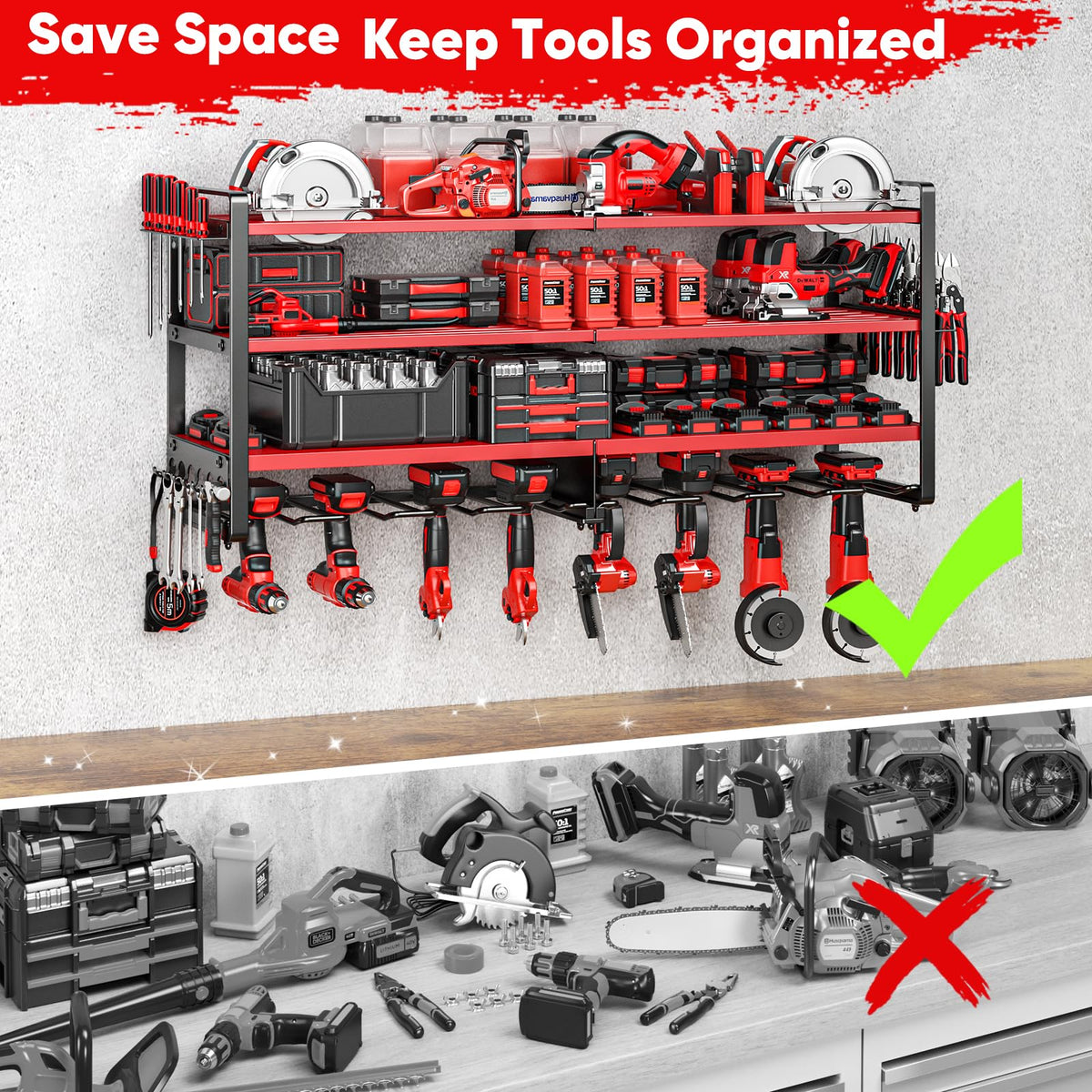 POKIPO Upgrade industrial-grade steel resists rust for durable garage storage