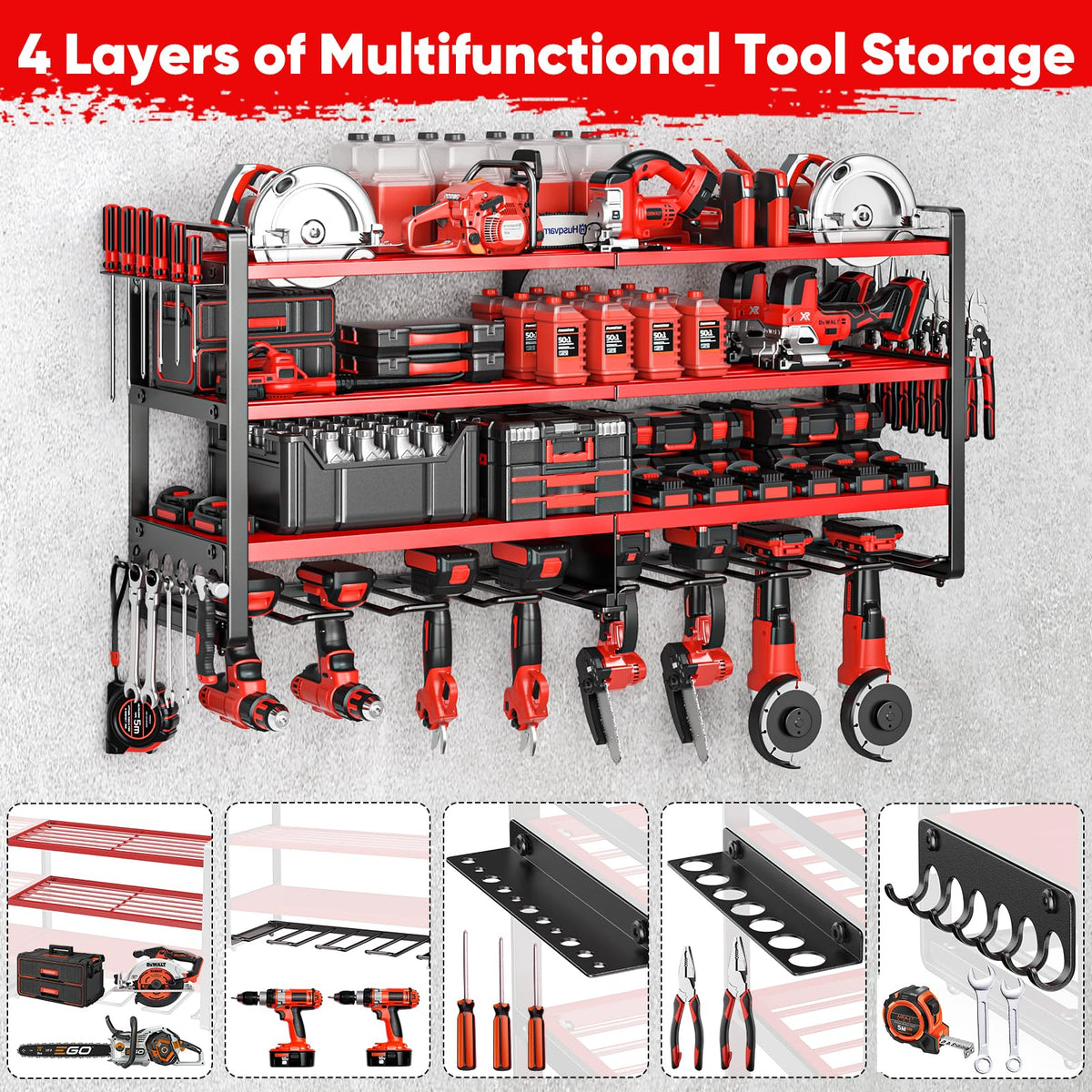 POKIPO Upgrade side racks keep hammers, pliers, and screwdrivers organized
