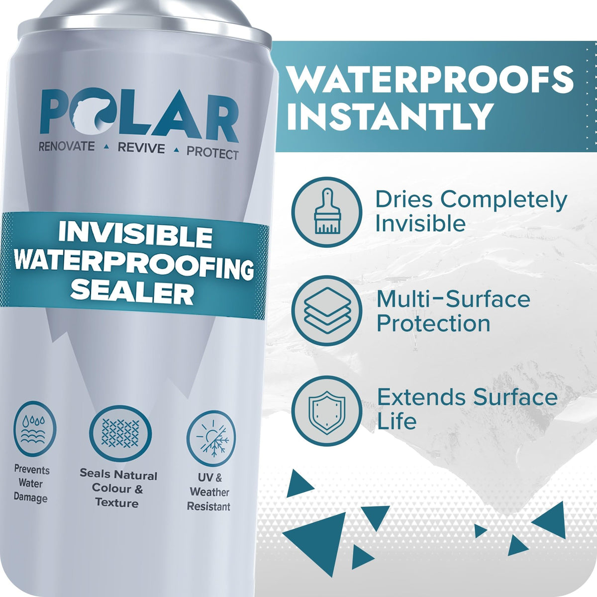 Polar Invisible Waterproofing Sealer on brick preserves texture while repelling moisture