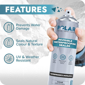 Polar Invisible Waterproofing Sealer protects patio and deck surfaces from weather