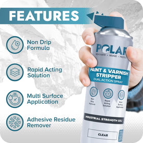 Polar Paint & Varnish Stripper gel on vertical surface provides thorough coverage