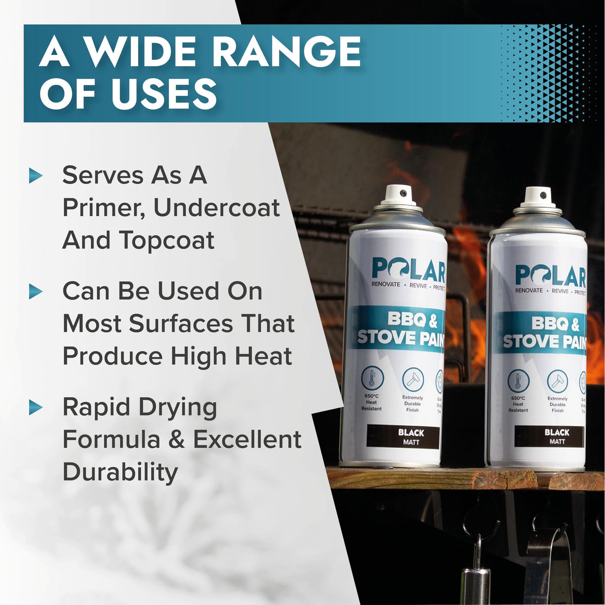 Polar Specialist Coatings multi-surface spray for ferrous metals indoors and outdoors.