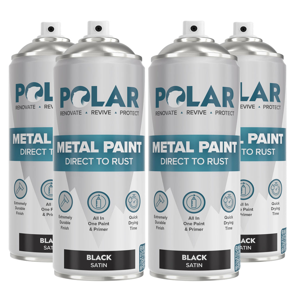 Polar Specialist Coatings satin black direct to rust spray can ready for rust removal and priming.