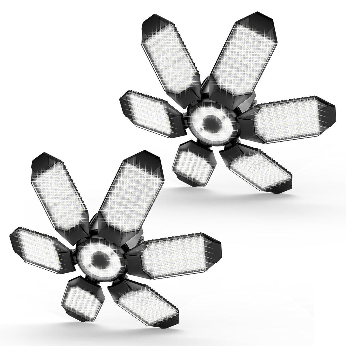 Polarpra garage light with six-panel deformable design for flexible coverage