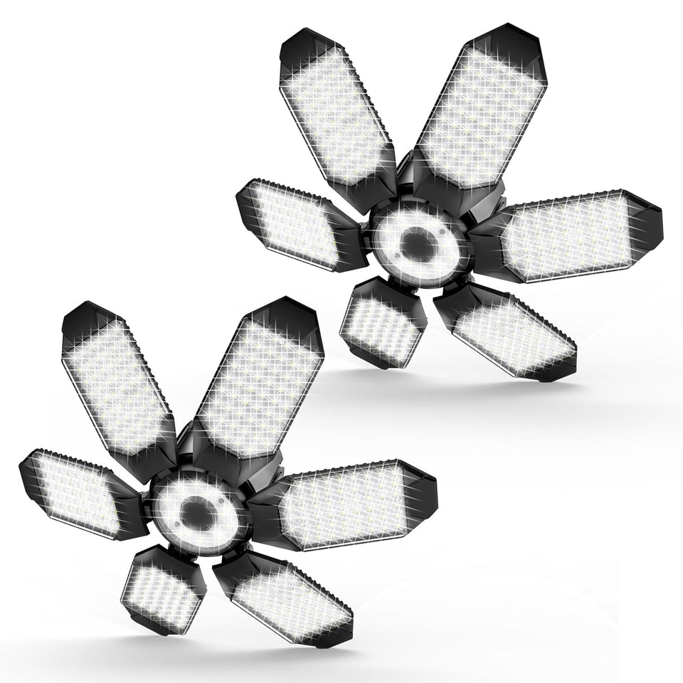 Polarpra garage light with six-panel deformable design for flexible coverage