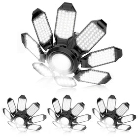 POLARPRA garage lights with eight adjustable panels provide broad, even workshop illumination.