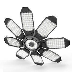 POLARPRA LED garage light with 8 adjustable panels for versatile coverage