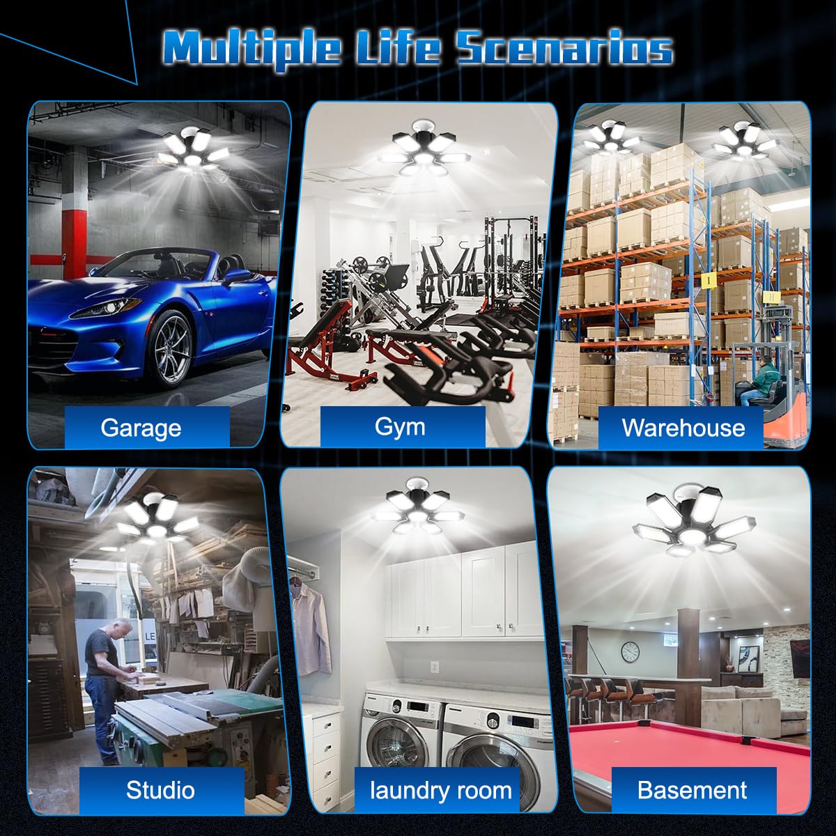 POLARPRA LED Garage Lights 2-pack with warranty and support.