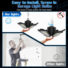 POLARPRA LED Garage Lights install easily into standard E26 sockets.