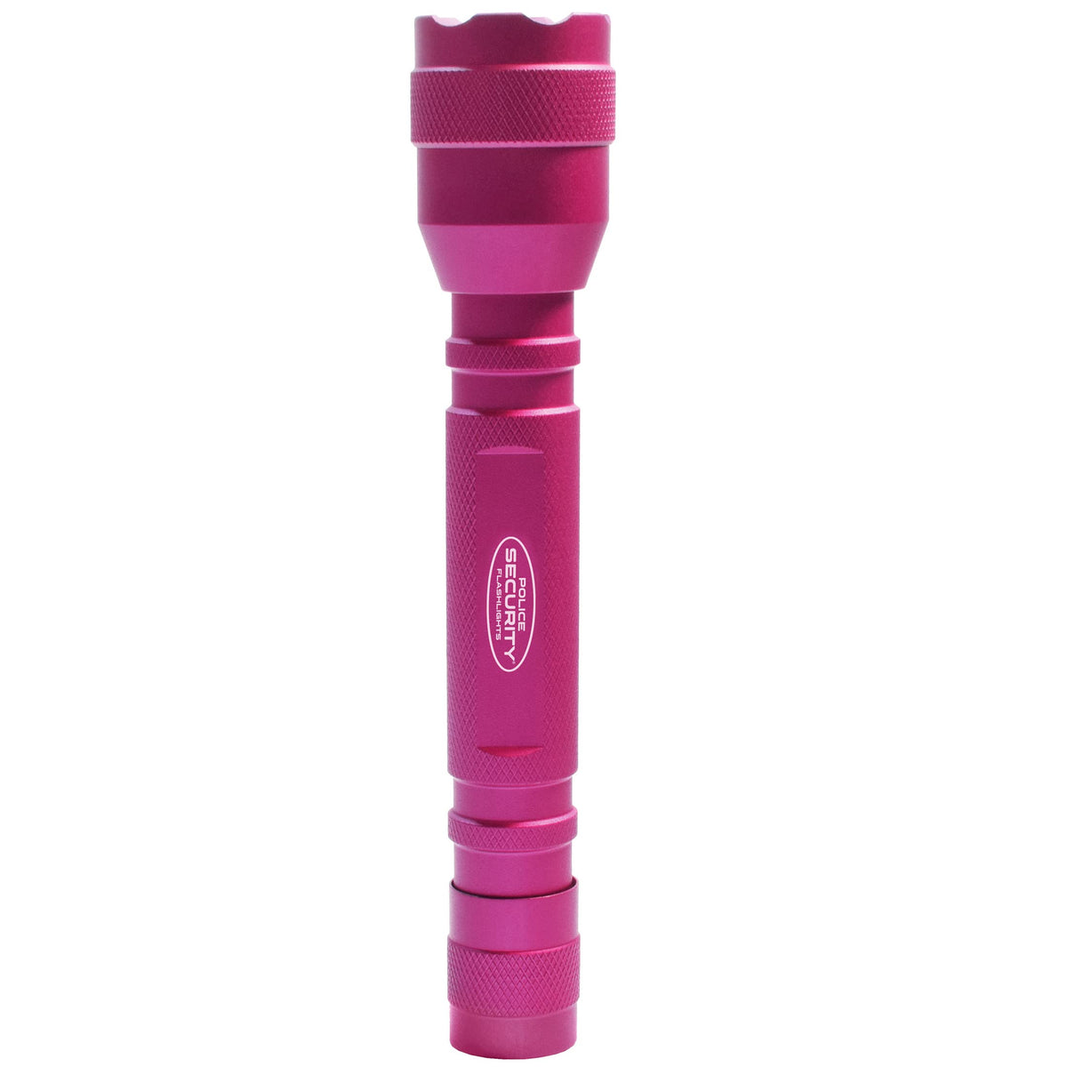 Police Security Maiden pink water-resistant flashlight ideal for camping.