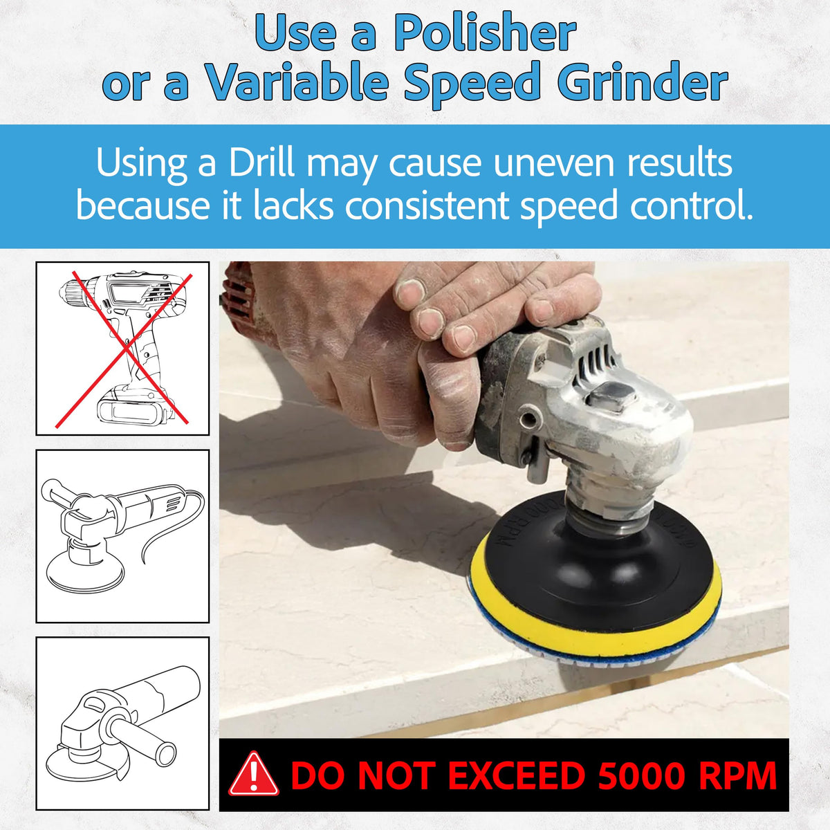 POLISHSURF wet/dry pads in action for versatile stone polishing workflows