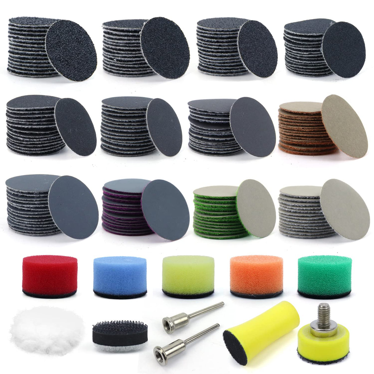 POLIWELL 191 pcs sanding discs set for wet and dry polishing on wood and metal
