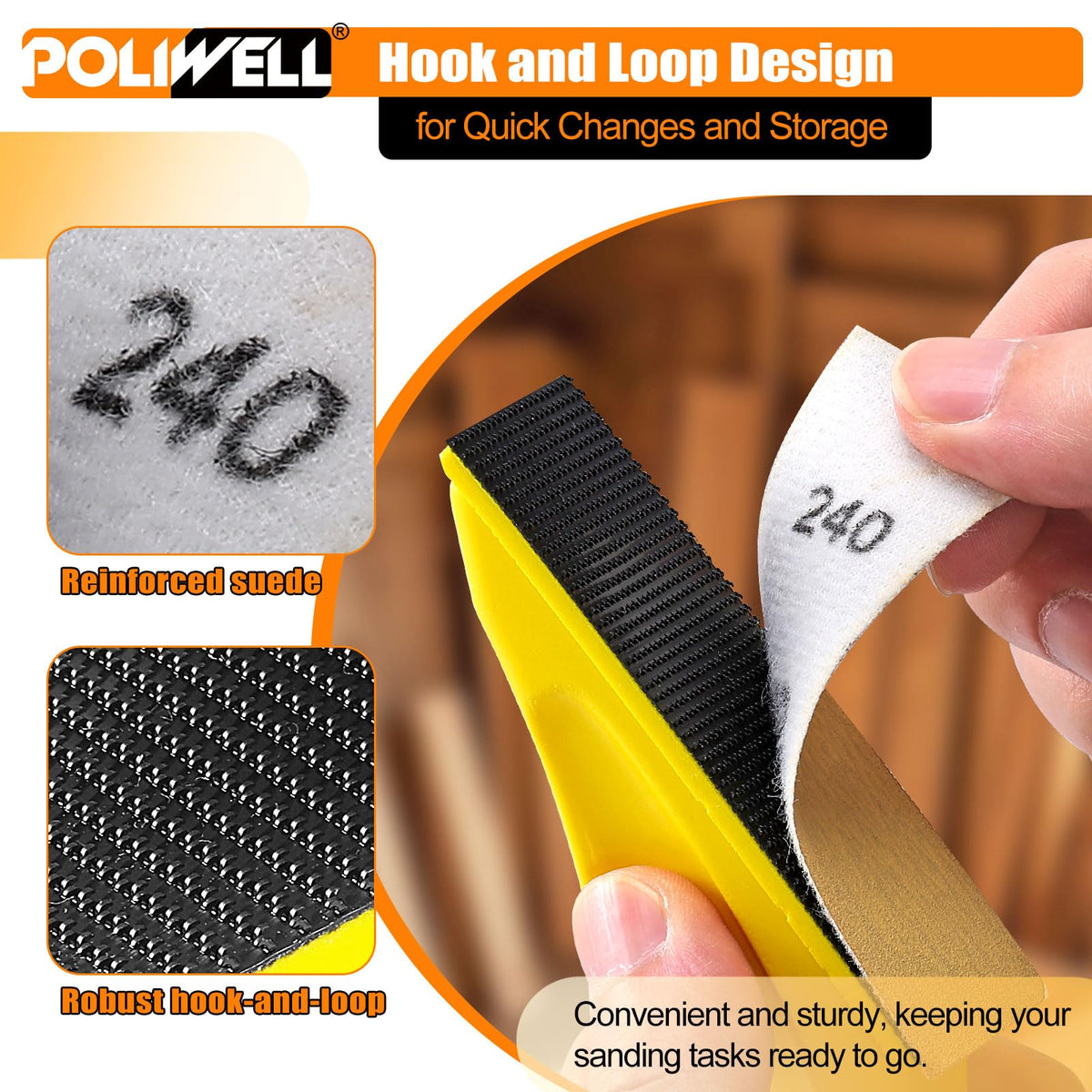 POLIWELL 180-grit sandpaper pack for medium polishing details
