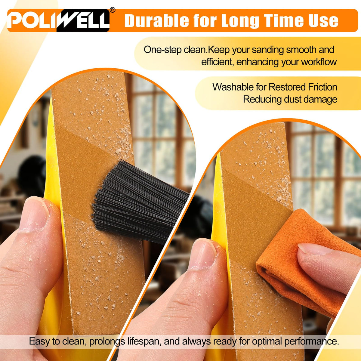 POLIWELL 240-grit sandpaper pack for smooth final passes