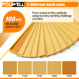 POLIWELL 80-grit sandpaper pack for rough shaping on wood and plastic