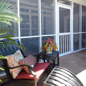 Pololo outdoor patio setup with fiberglass screen roll for yard comfort