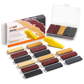 Polwell 120pc micro detail sander kit with storage box for organized sanding projects.