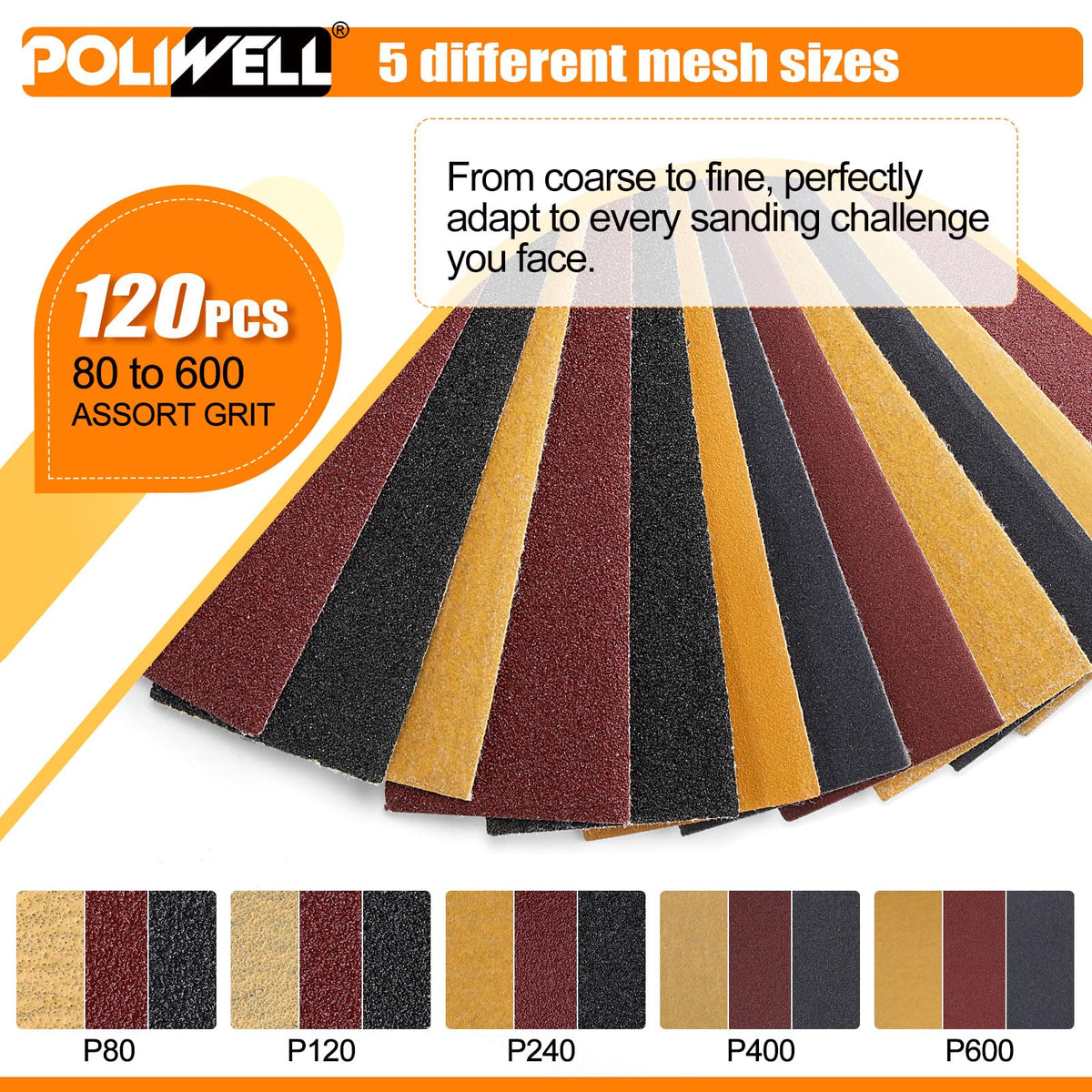 Polwell yellow coated aluminum oxide sheet delivers consistent cut and smoother finishes.