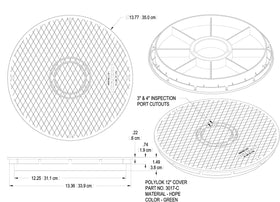 Polylok 12in flat cover in green demonstrates fade-resistant HDPE.