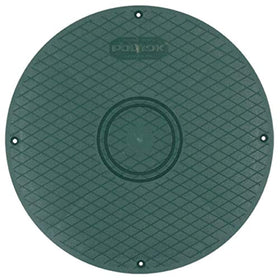 Polylok 12in flat cover top view shows durable HDPE for septic environments.