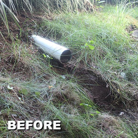 Polylok 4 in 1 slope drain angled design blends with landscapes