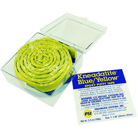 Kneadatite Blue/Yellow epoxy putty tape 90cm roll, pliable for detailed repair work