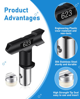 Pomelotree airless tip 313 enables controlled application on wide panels.