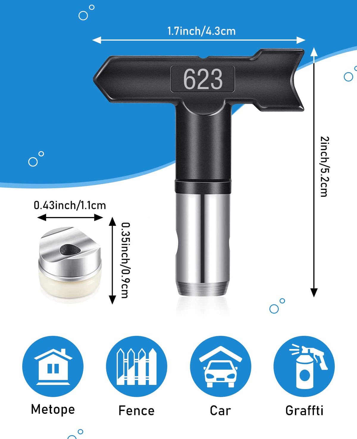Pomelotree airless tip 517 reduces overspray while maintaining finish consistency.