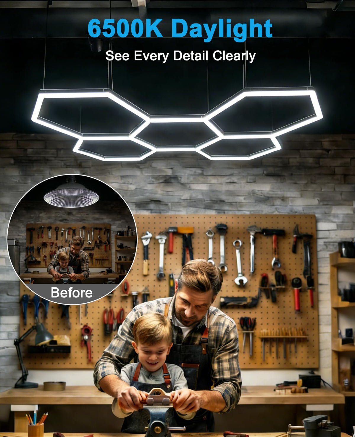 Pomelotree garage LED panel for garages, basements, and workshops.