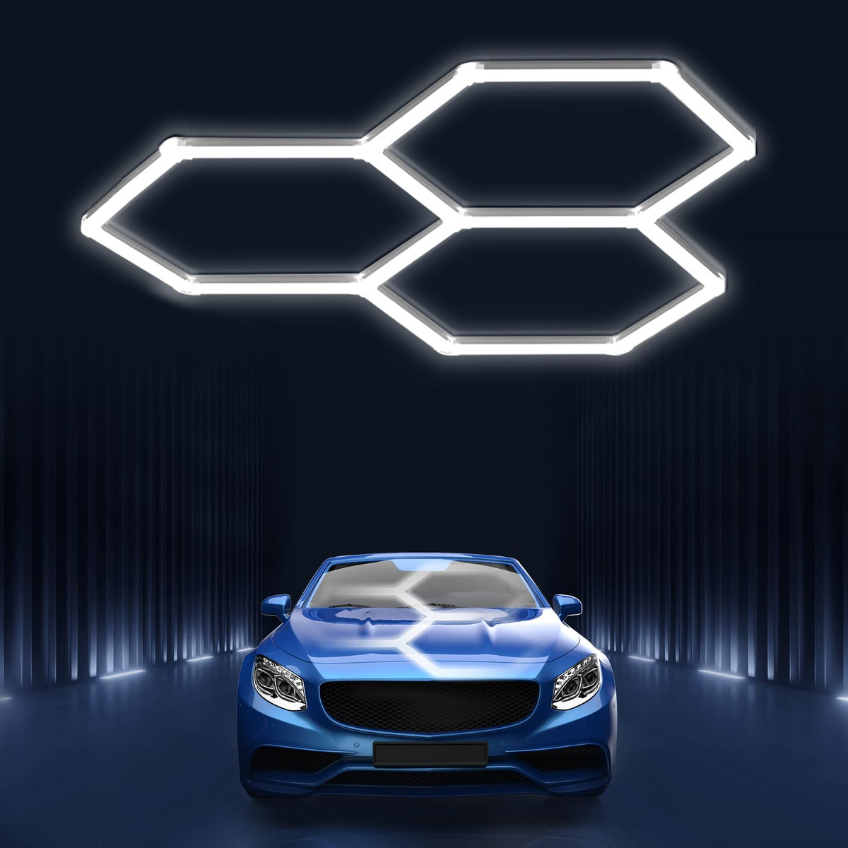 Pomelotree hexagon LED light ceiling 3-grid provides even illumination for workspaces.
