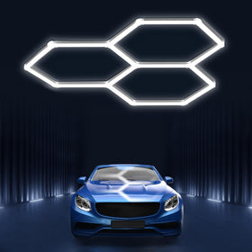 Pomelotree hexagon LED light ceiling 3-grid provides even illumination for workspaces.