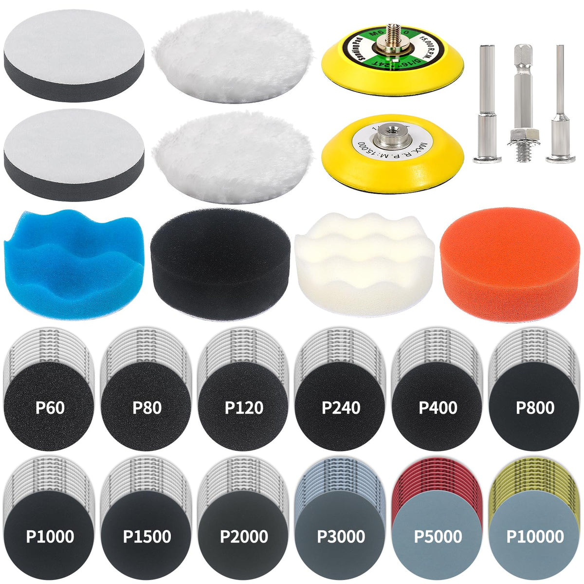 Pomsare 133pcs sanding disc kit for car detailing delivers precise sanding results.