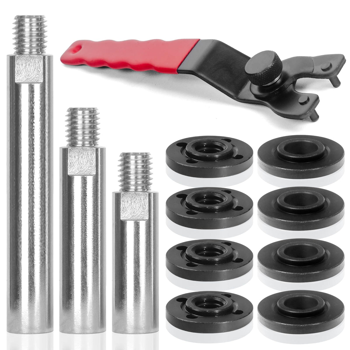 Pomsare angle grinder attachments kit front view for versatile setup