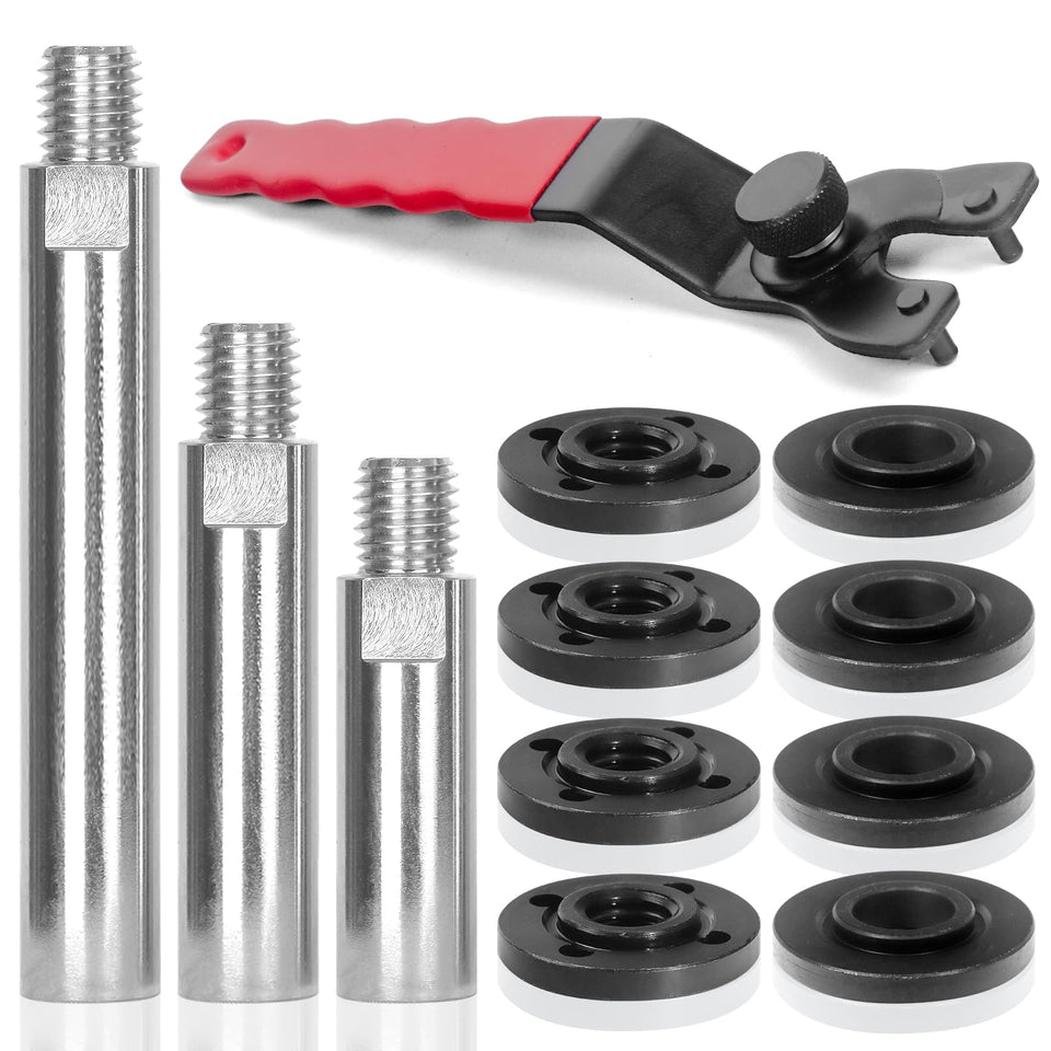 Pomsare angle grinder attachments kit front view for versatile setup