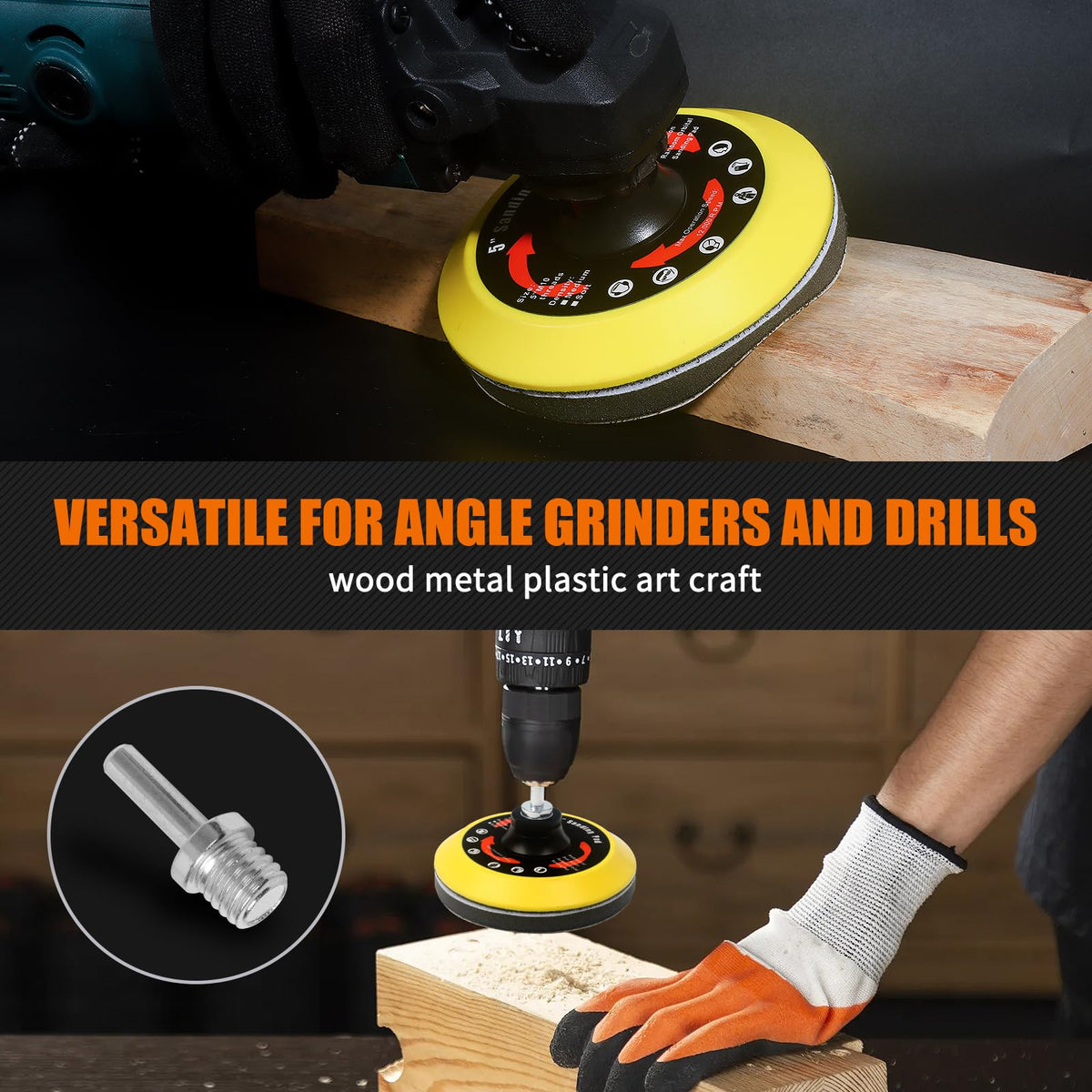Pomsare drill-sander attachment compatible with standard drills
