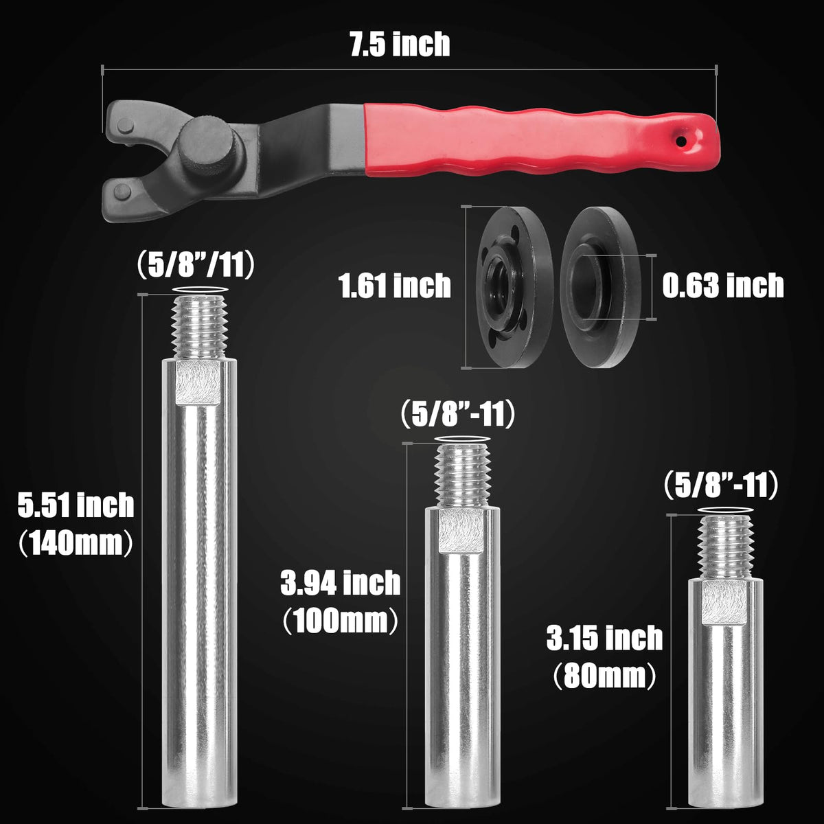 Pomsare extension rod 80mm adds reach for precise grinding