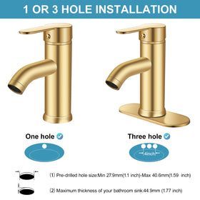 PONAFOU deck-mount with pop-up drain for 1- or 3-hole sinks.