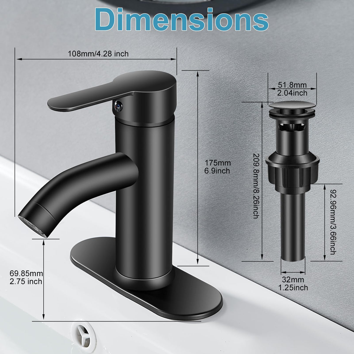 PONAFOU matte black faucet handle delivers smooth operation and reliable water control.