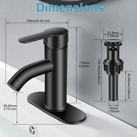 PONAFOU matte black faucet handle delivers smooth operation and reliable water control.