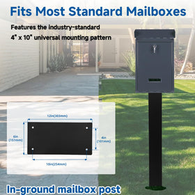 Pontuss 43-inch heavy-duty mailbox post installed in-ground for durable mounting