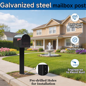 Pontuss 43-inch heavy-duty mailbox post top view highlighting the 12x6 top for secure mailbox fit