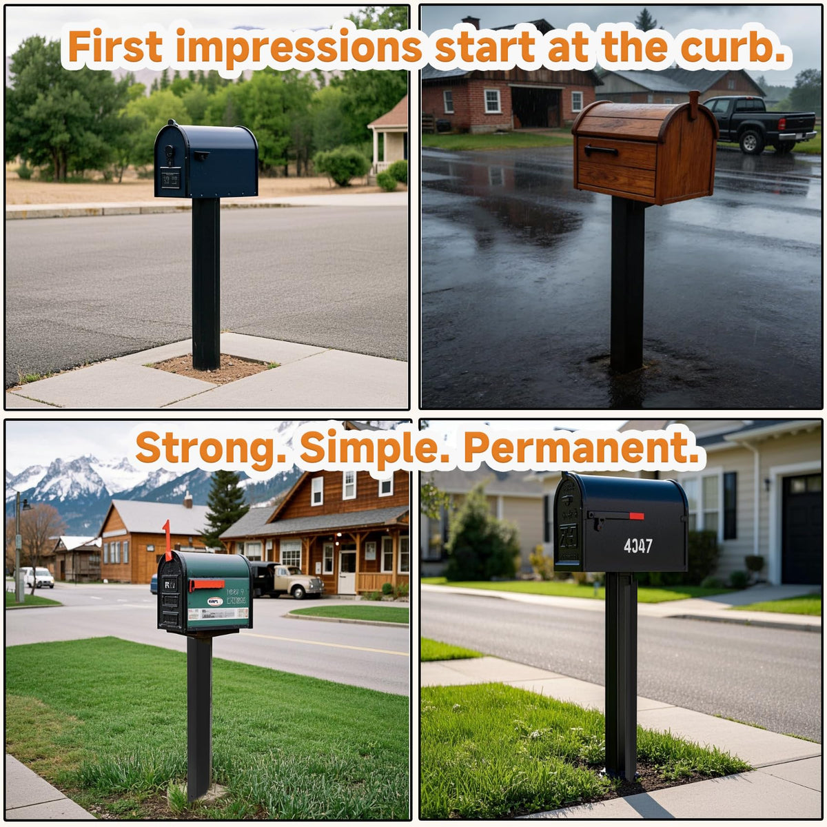 Pontuss 43-inch heavy-duty mailbox post in-ground mount meeting USPS height guidelines