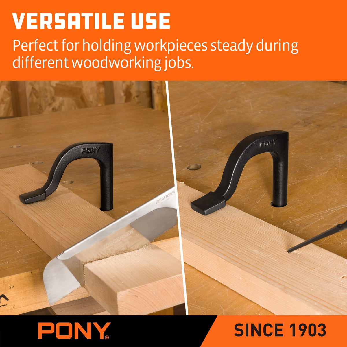 PONY 11/16-inch hole-ready clamp enables fast setup and release