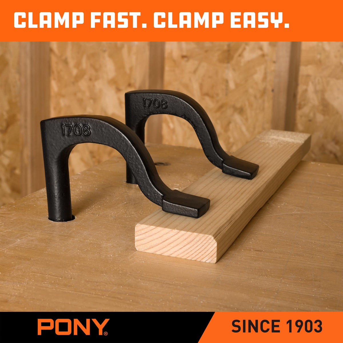 PONY 2-pack bench hold-down clamps for flexible, temporary securing during crafts